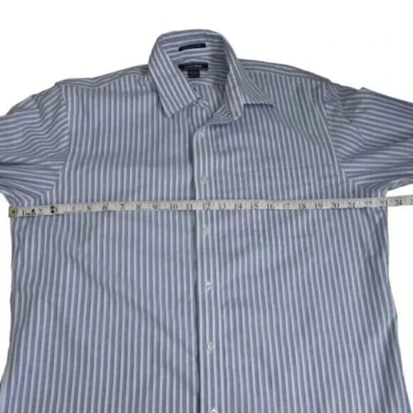 Land's End Dress Shirt Supima No  Iron Oxford Button Down Pinstripe Size 16-36 - Picture 9 of 10